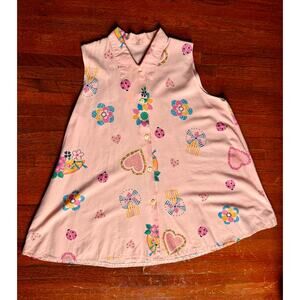 Vintage 70’s Salmon Pink Whimsy Trapeze Tank Top Heart Windmill Med Large